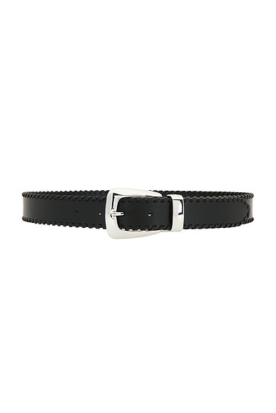KHAITE Benny Whipstitch Belt in Black