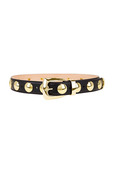 Studded Benny Belt In Black & Gold
