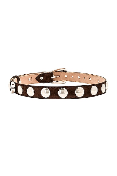 Shop Khaite Benny Belt With Studs In Coffee