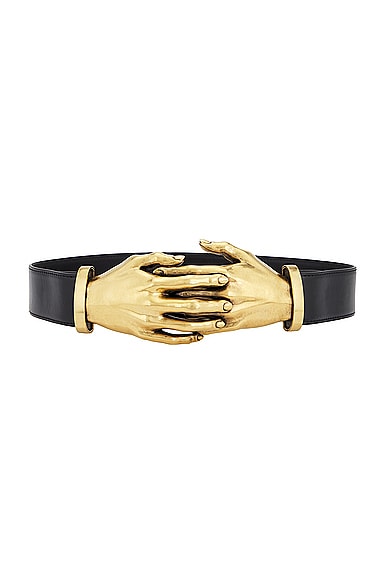 KHAITE Hand Belt in Black & Antique Gold