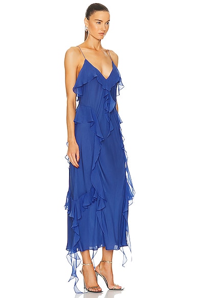 Shop Khaite Pim Dress In Blue Iris