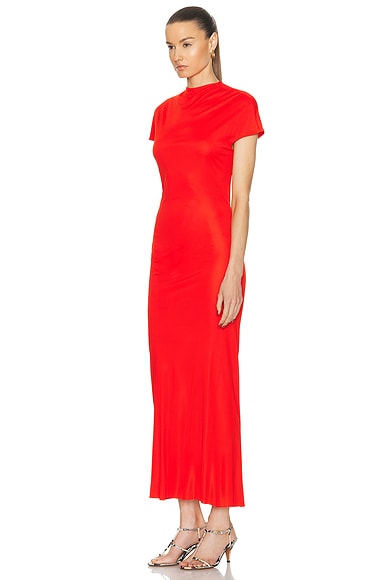 Shop Khaite Yenza Dress In Fire Red