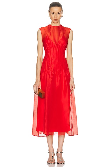 Shop Khaite Wes Dress In Fire Red