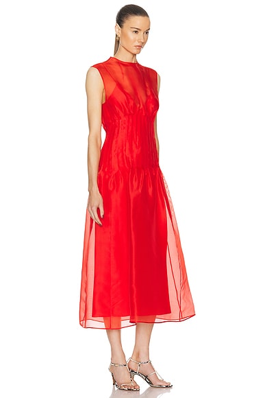 Shop Khaite Wes Dress In Fire Red