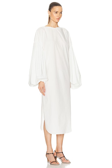Khaite Zelma Oversized Cotton-sateen Midi Dress In White