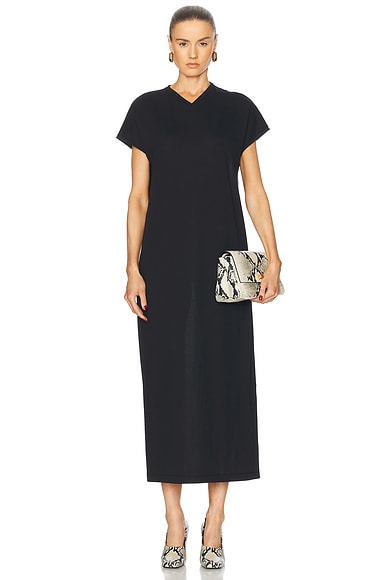 Haider Ackermann Drape Knit Dress in Onyx Black & Pale