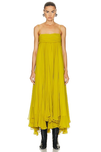 KHAITE Lally Dress in Chartreuse