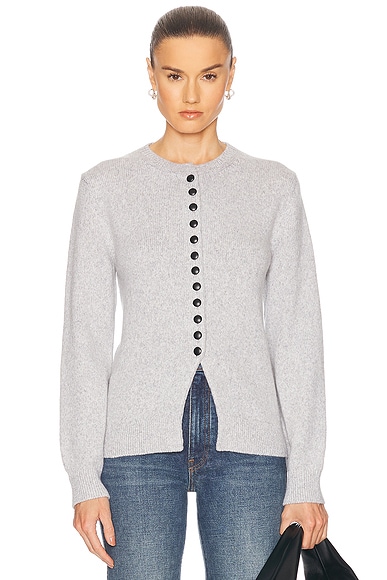 KHAITE Josette Cashmere Cardigan in Dove