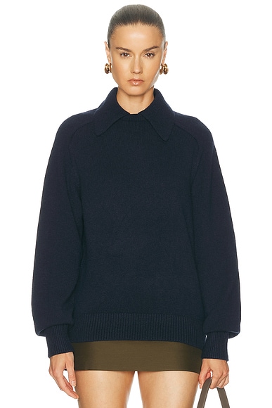 KHAITE Jackson Cashmere Sweater in Midnight Navy