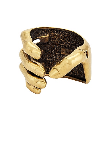 Shop Khaite Hand Bracelet In Antique Gold