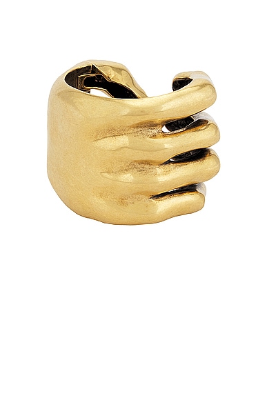 Shop Khaite Hand Bracelet In Antique Gold