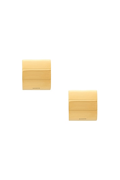 KHAITE Julius Smooth Panel Small Earrings in Gold