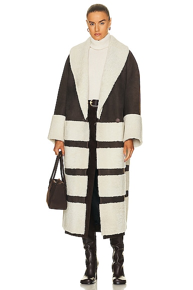 Pia Paneled Shearling and Suede Coat