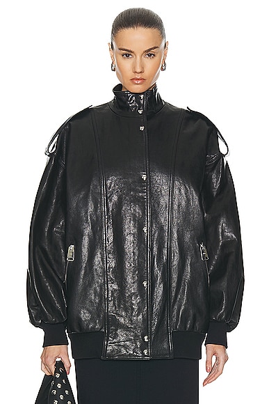 Helsa 80s Oversized Faux Shearling Jacket in Black