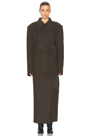 KHAITE Lea Coat in Army Melange