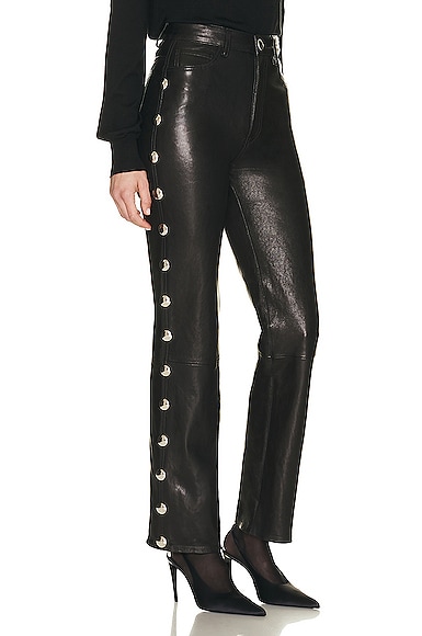 Shop Khaite Danielle Leather Stud Pant In Black