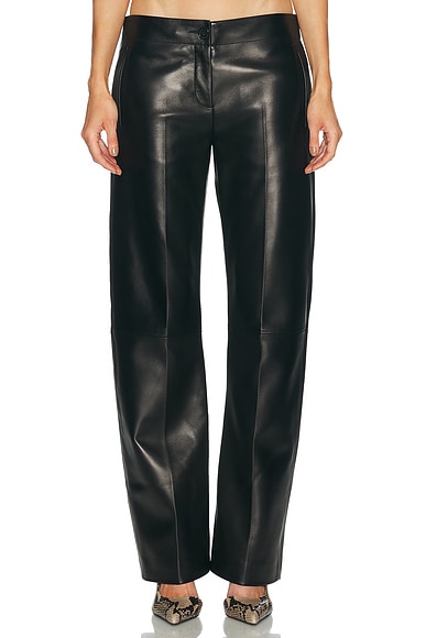 KHAITE Mita Leather Pant in Black