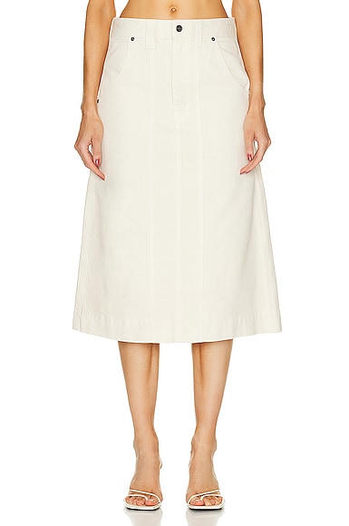 Khaite Caroline Denim Midi Skirt In White