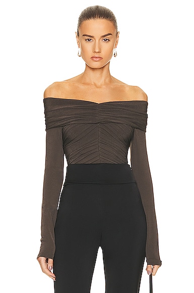 Khaite Panza Bodysuit In Brown