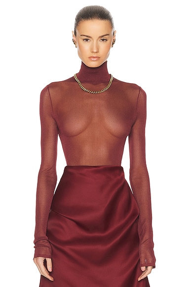 KHAITE Tallin Bodysuit in Oxblood