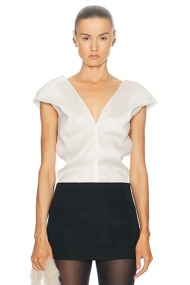 KHAITE Ami Top in Chalk