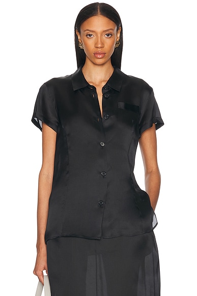 KHAITE Keefe Satin Top in Black