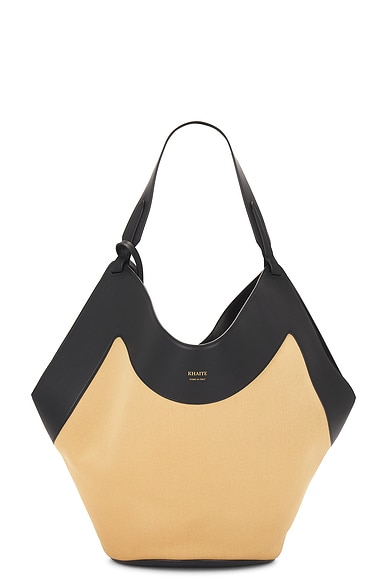 KHAITE Lotus Medium Tote Bag in Black & Honey | FWRD