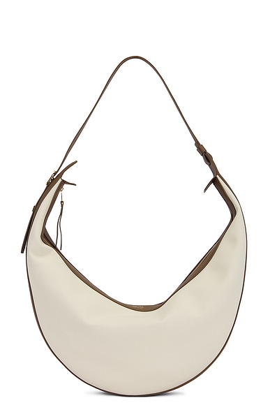 KHAITE Augustina Canvas Hobo Bag in Cream & Dark Olive