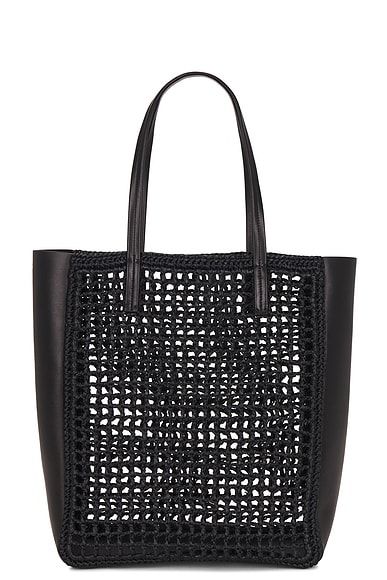 Zoe Patchwork Raffia Tote Bag