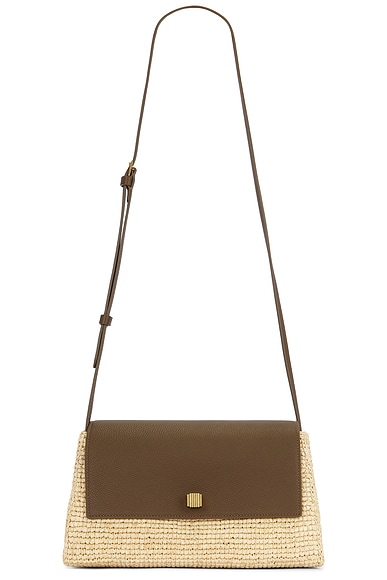 Audrey Raffia Crossbody Bag in Natural & Olive