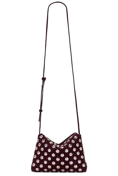 KHAITE Lina Medium Stud Crossbody Bag in Rouge Noir