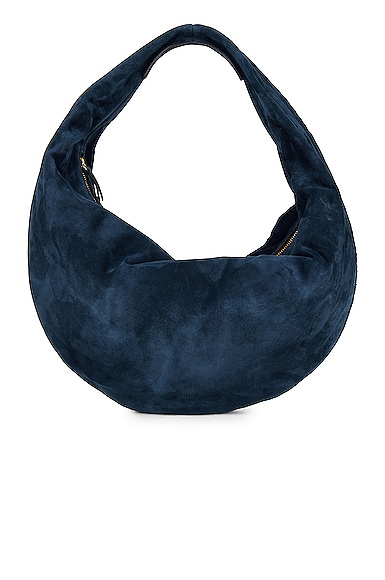 Khaite Olivia Medium Suede Hobo Bag In Midnight Navy