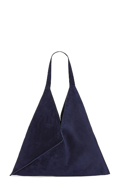 Khaite Sara Small Suede Tote In Midnight Navy