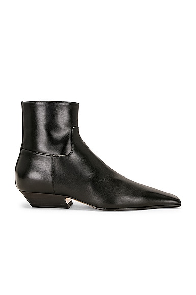 KHAITE Marfa Classic Flat Ankle Boot in Black