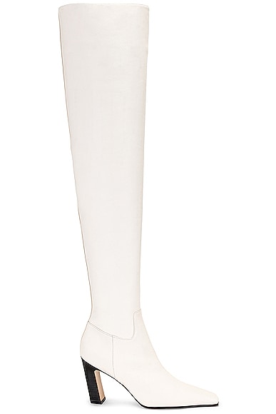 Marfa Classic Over The Knee Heel Boot in White