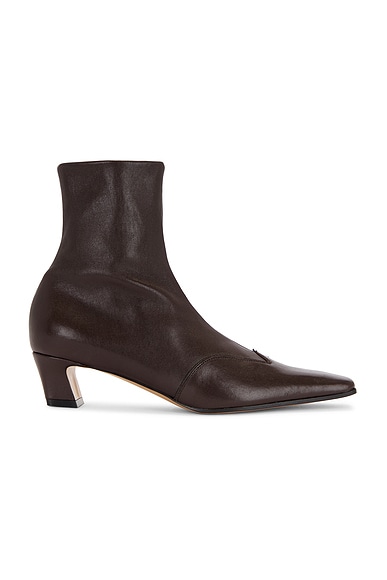 KHAITE Nevada Ankle Stretch 40 Boot in Dark Brown