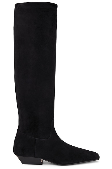 KHAITE Marfa Flat Knee High Boot in Black