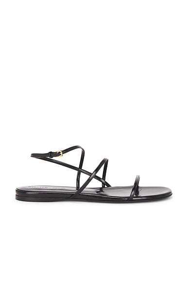 KHAITE Loop Flat Sandal in Black