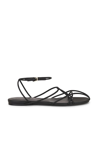 KHAITE Loulou Flat Sandal in Black