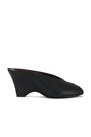 KHAITE Cloak Peep Toe Mules in Black
