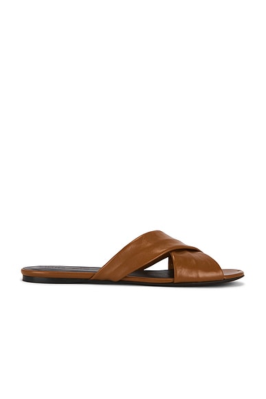 KHAITE Liria Flat Sandal in Cuoio