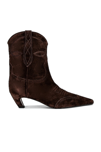 KHAITE Dallas Ankle Boot in Chocolate