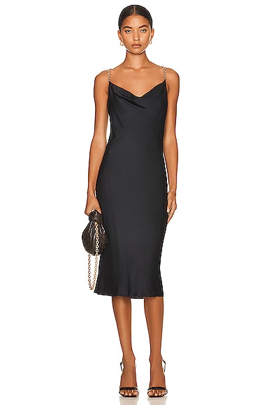 L'AGENCE Amina Cowell Neck Chain Dress in Black