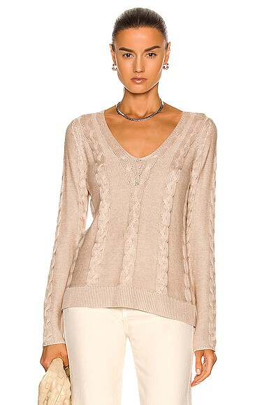 Pia Cable V-Neck Sweater