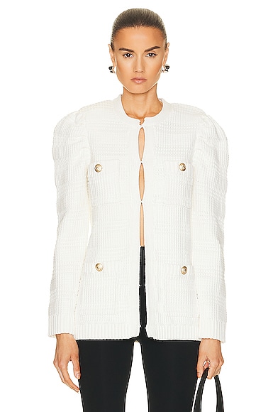 L'AGENCE Marina Textured Cardigan in White