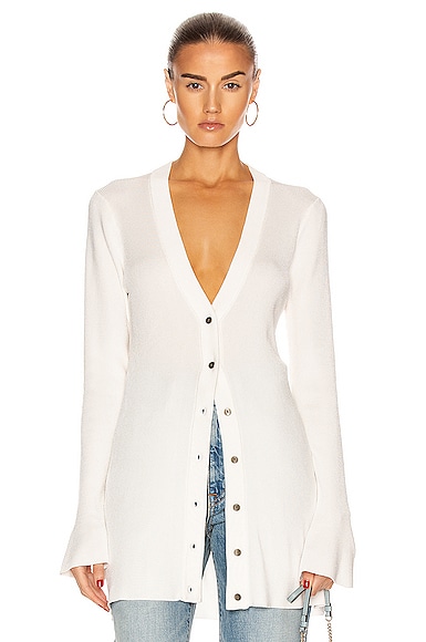 L AGENCE L'AGENCE LUCAS LONG CARDIGAN TOP IN WHITE,LAGF-WK4
