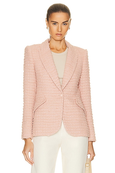 L Agence Tweed Chamberlain Blazer In Dusty Pink