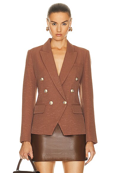L'AGENCE Kenzie Double Breasted Blazer in Brown