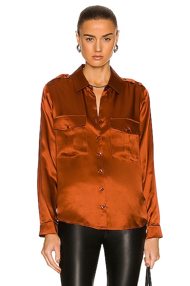 L'AGENCE Sierra Collared Blouse in Rust