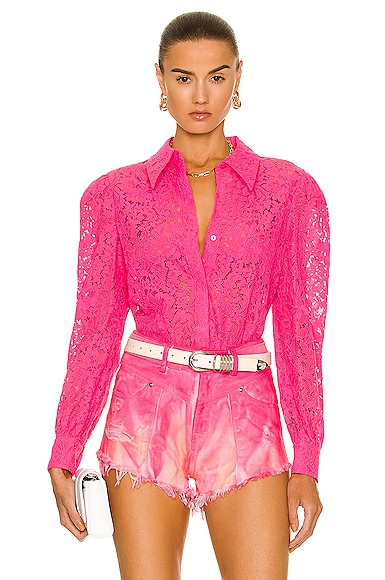 L'AGENCE Jenica Lace Blouse in Pink